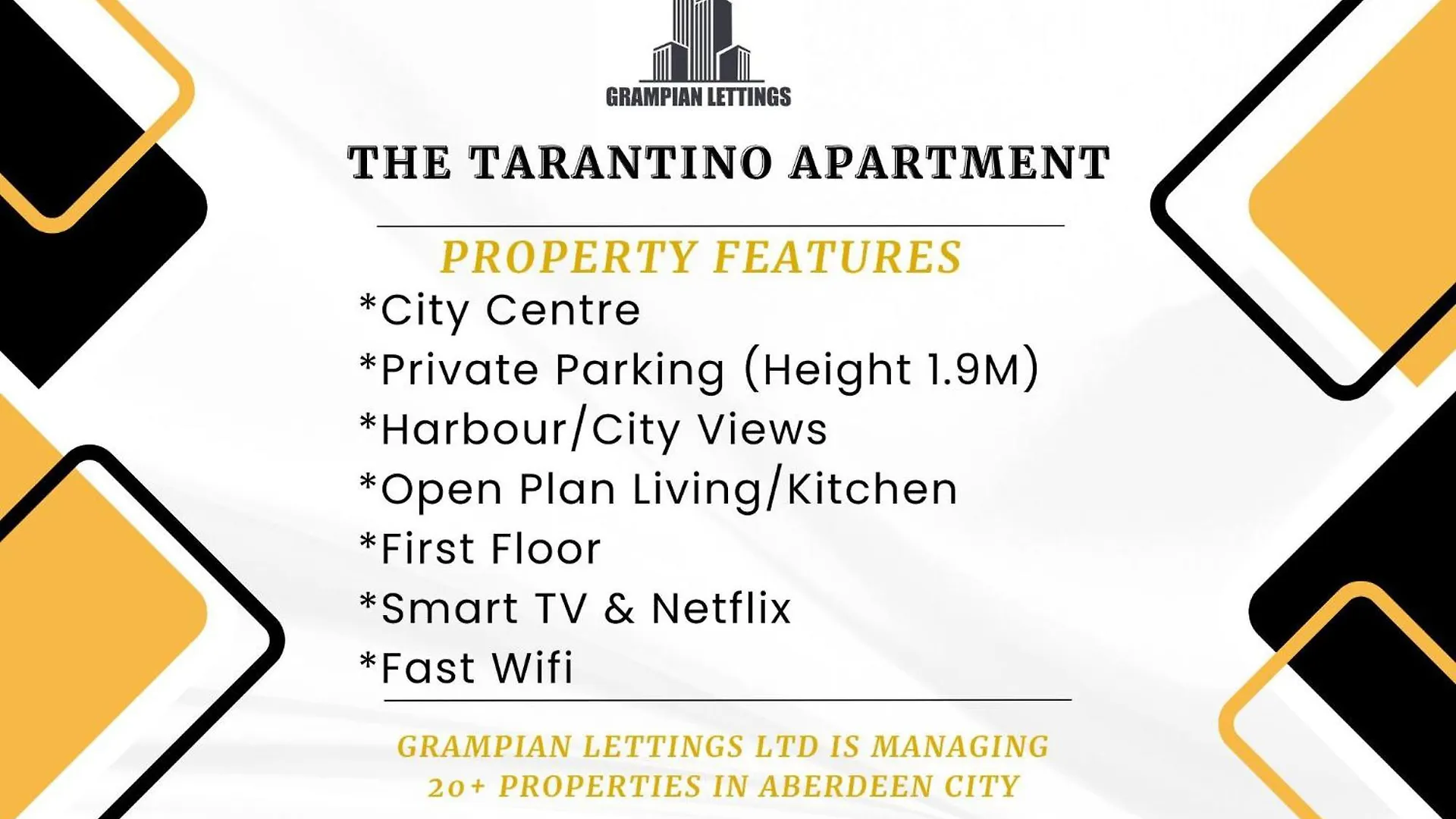 The Tarantino - Grampian Lettings Lägenhet Aberdeen